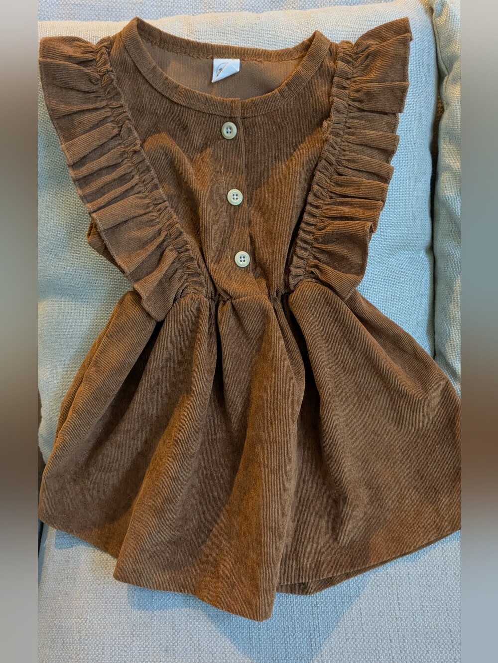Corduroy Ruffle Button Front Dress - Brown 4t/ 5t